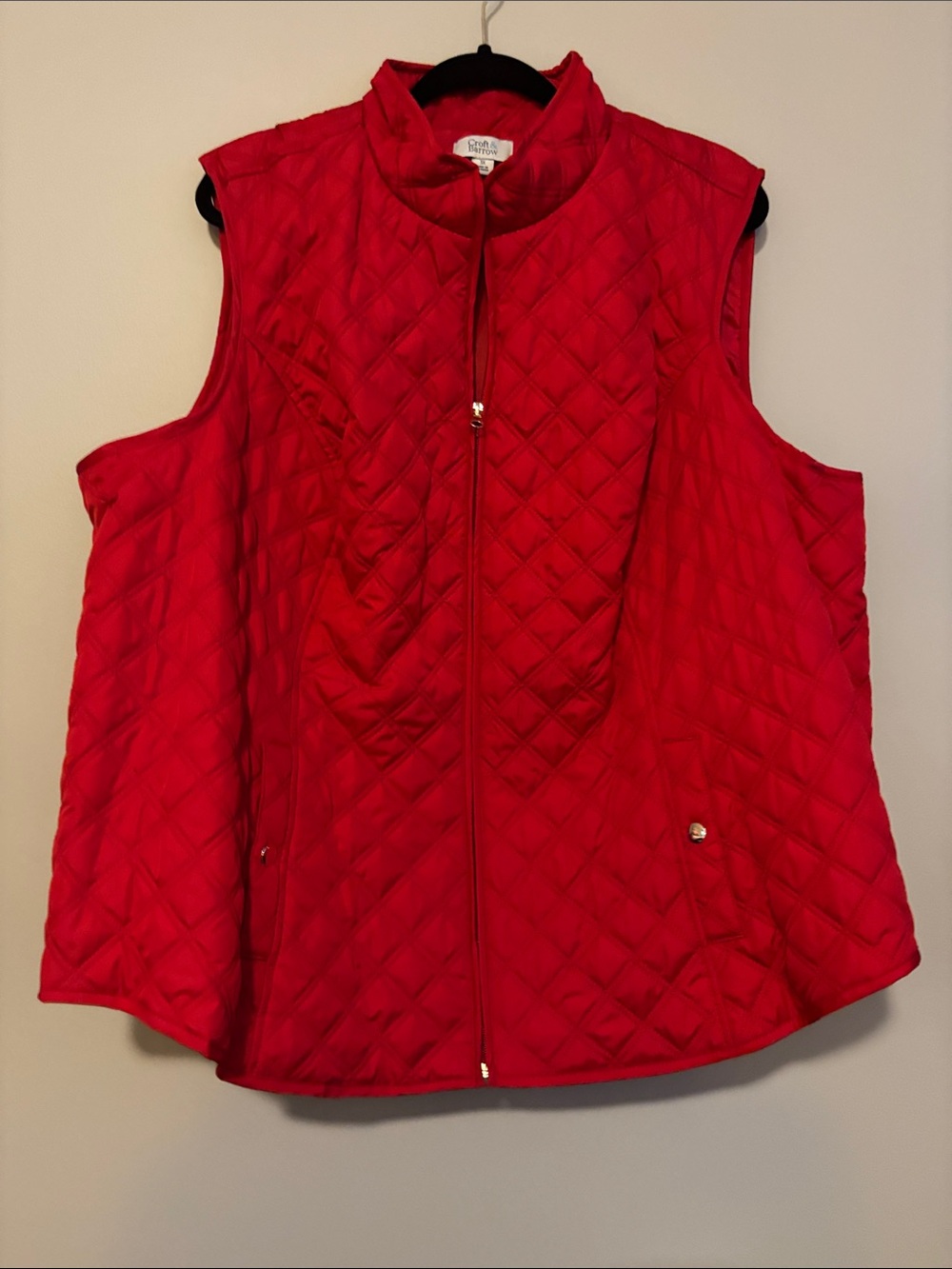 croft & barrow Red Quilted Sleeveless Vest NWOT